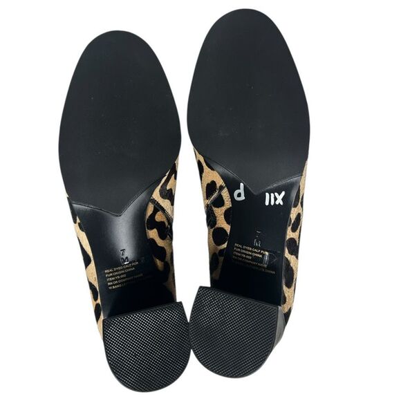 Van Eli Calf Hair Leopard Print Ankle Boots Size 7 Block Heel Cheetah Print - Picture 10 of 15